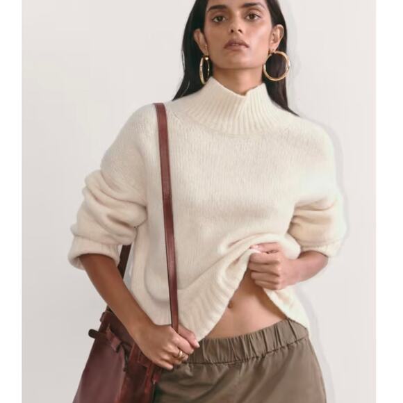 Everlane The Cloud Oversized Turtleneck Sweater In Bone Size Small New - Picture 3 of 15